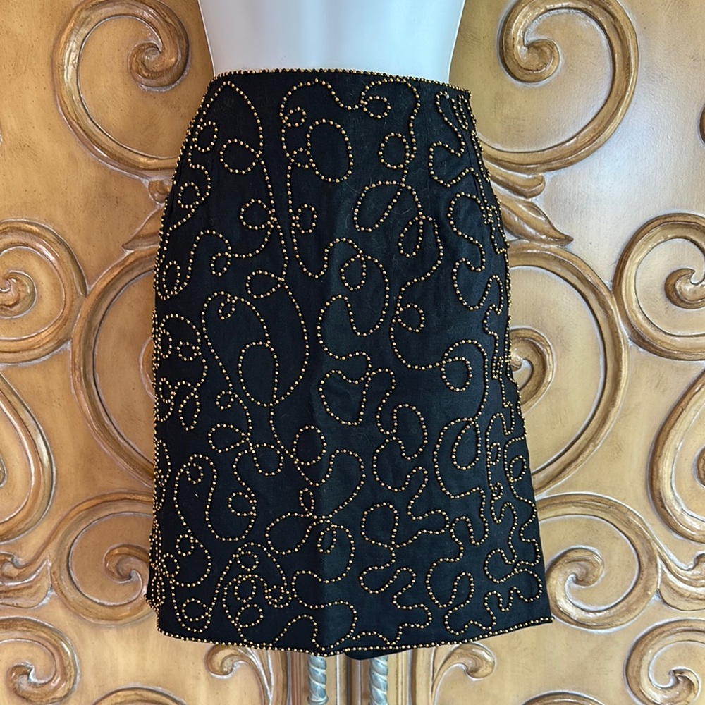 Embellished Black and Gold Mini Skirt